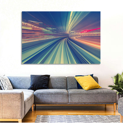 Monorail Night Light Trails Wall Art