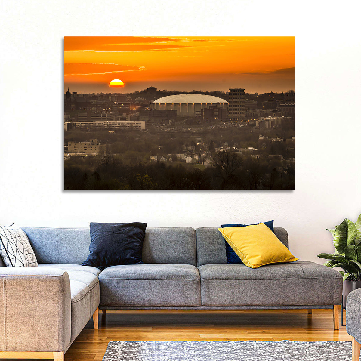 Syracuse University Hill Skyline Wall Art in a room, landscape