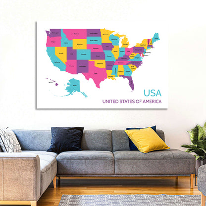 Detailed United States Map Wall Art