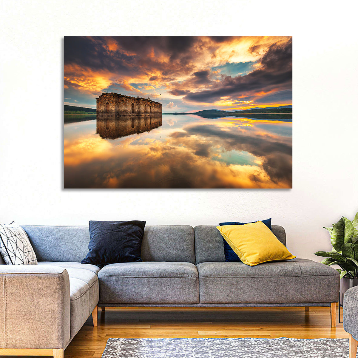 Sunken Church at Zhrebchevo Dam Wall Art