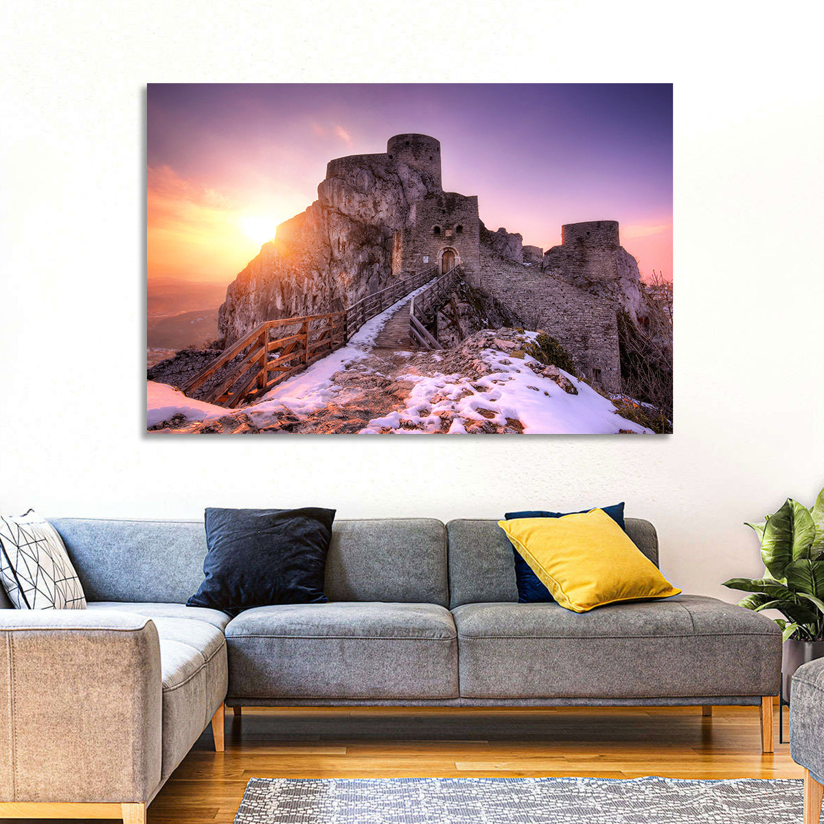 Ogrodzieniec Castle Ruins Wall Art in a room, landscape