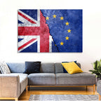 Divided Union Jack and Eu Flag Wall Art