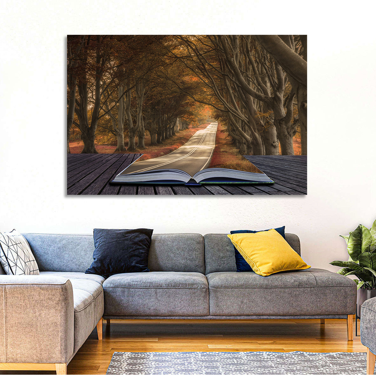 Surreal Book Pathway Wall Art in a room, landscape