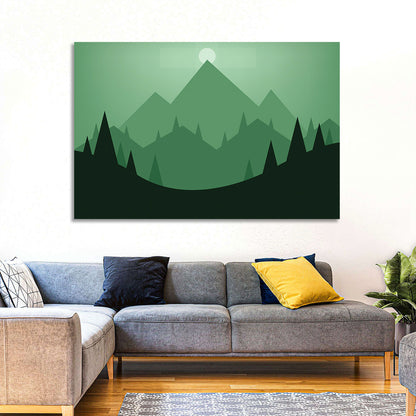 Geometric Mountain Sunset Illustration Wall Art