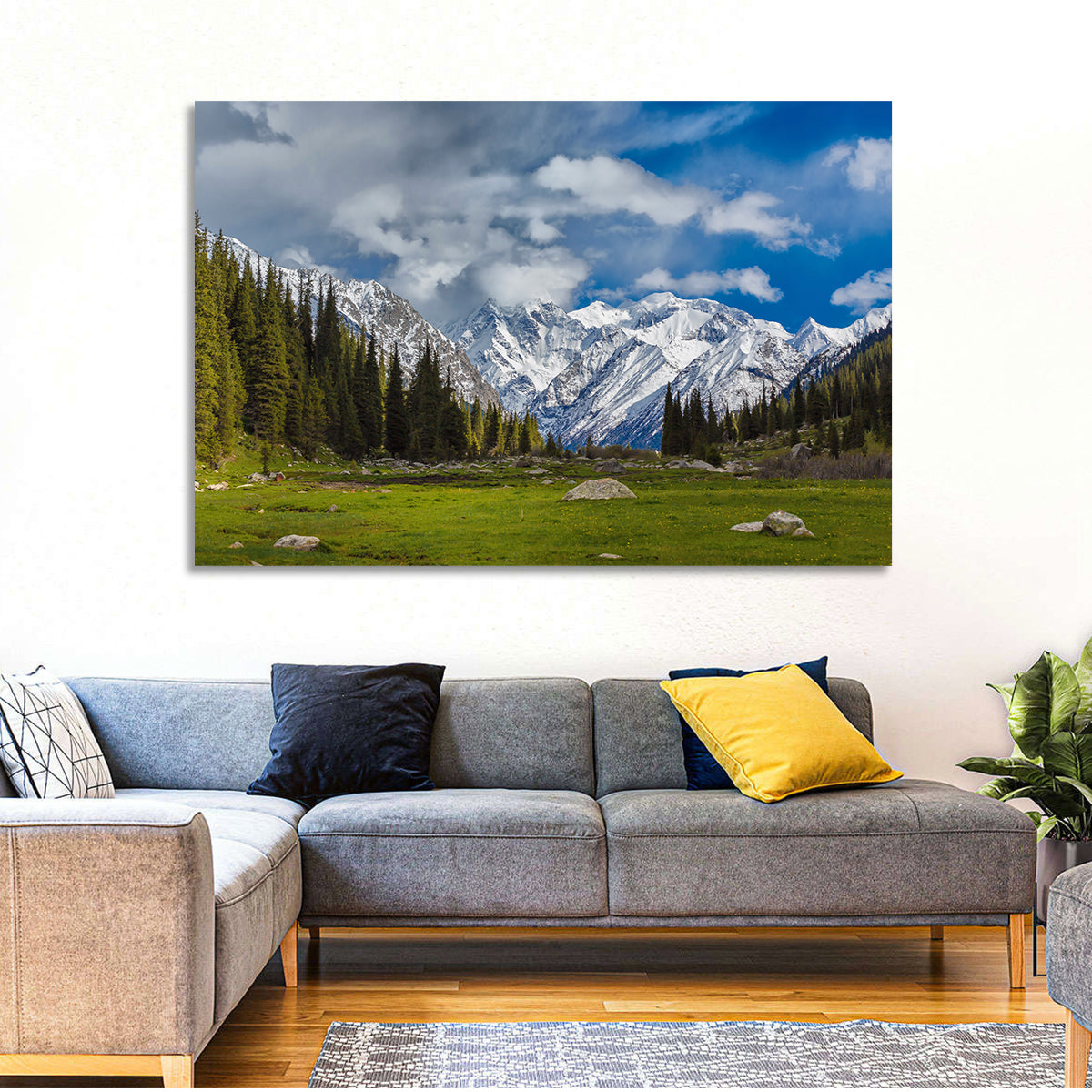 Ala Archa Meadow and Peaks Wall Art in a room, landscape