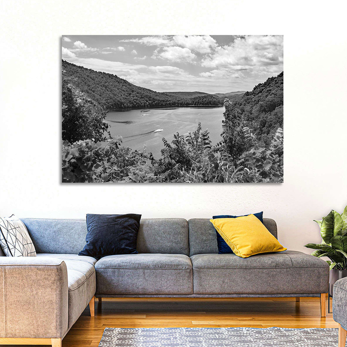 Lake Moomaw Wall Art in a room, landscape