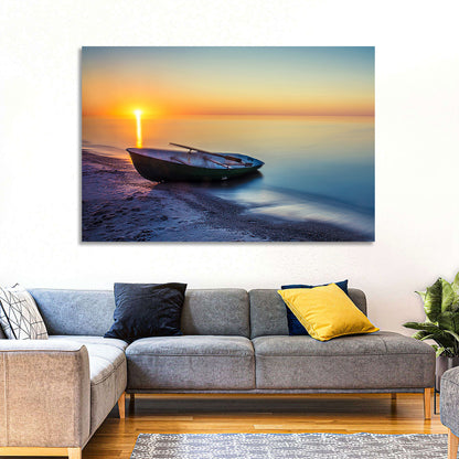 Rowboat Sunrise Seascape Wall Art