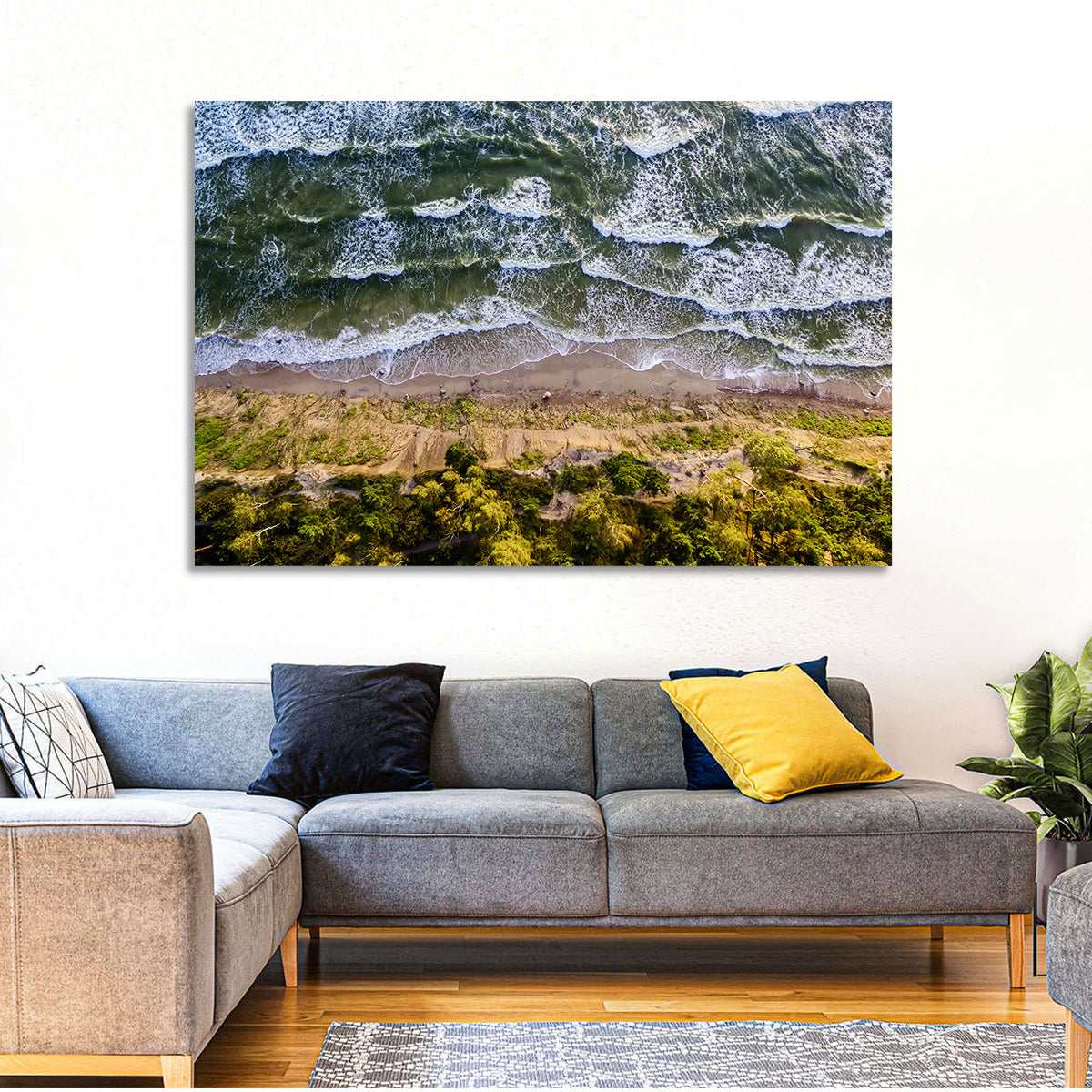 Aerial Waves Over Sandy Cliff Wall Art