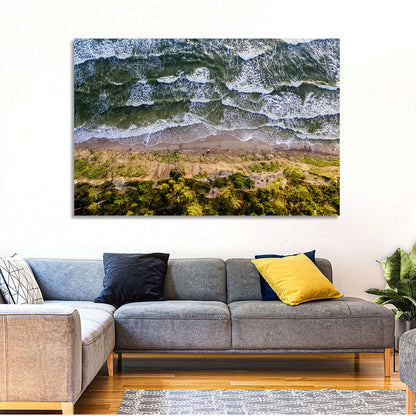 Aerial Waves Over Sandy Cliff Wall Art