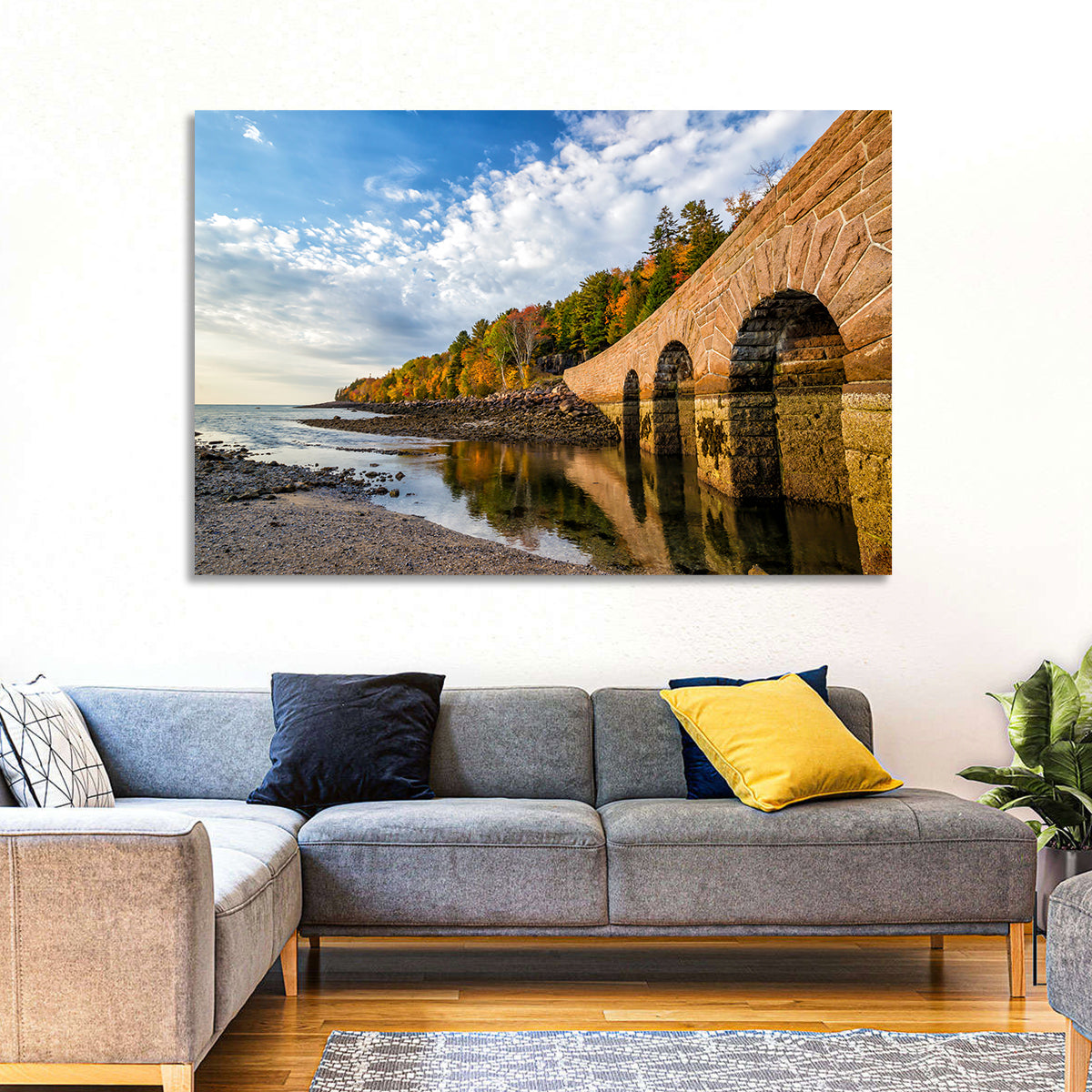 Ells Pier Stone Bridge Wall Art in a room, landscape