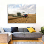 Wheat Harvest with Combine and Tractor Wall Art