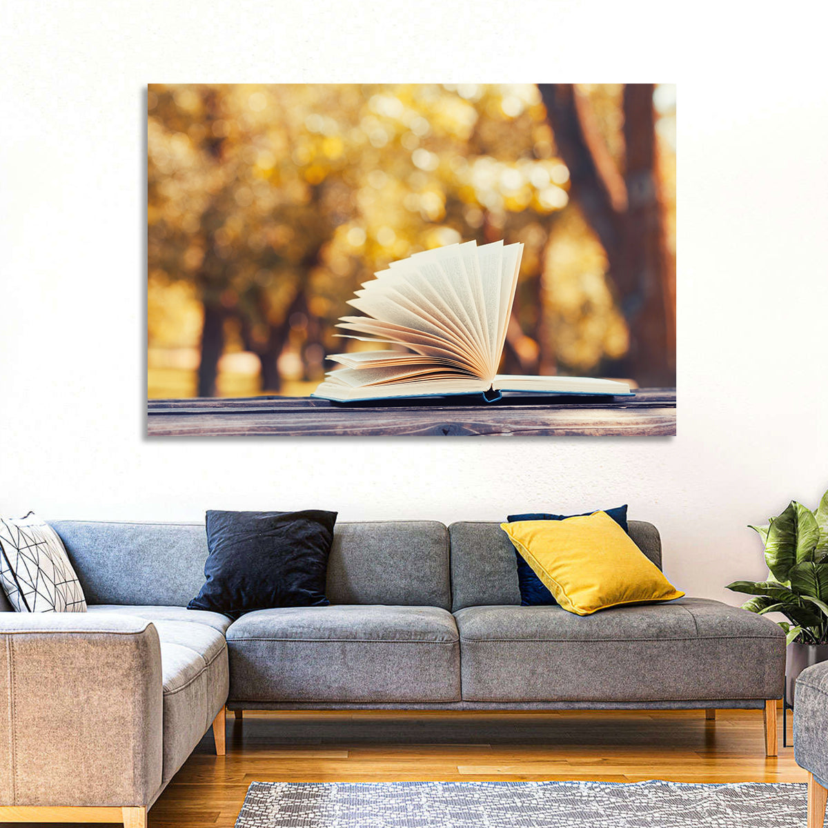 Open Book in Golden Autumn Light Wall Art