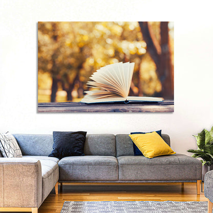 Open Book in Golden Autumn Light Wall Art