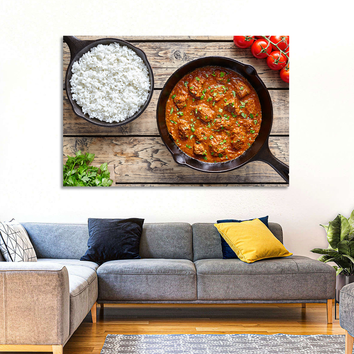 Rustic Beef Curry Wall Art in a room, landscape