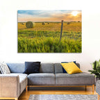 Hay Bales at Sunset Wall Art