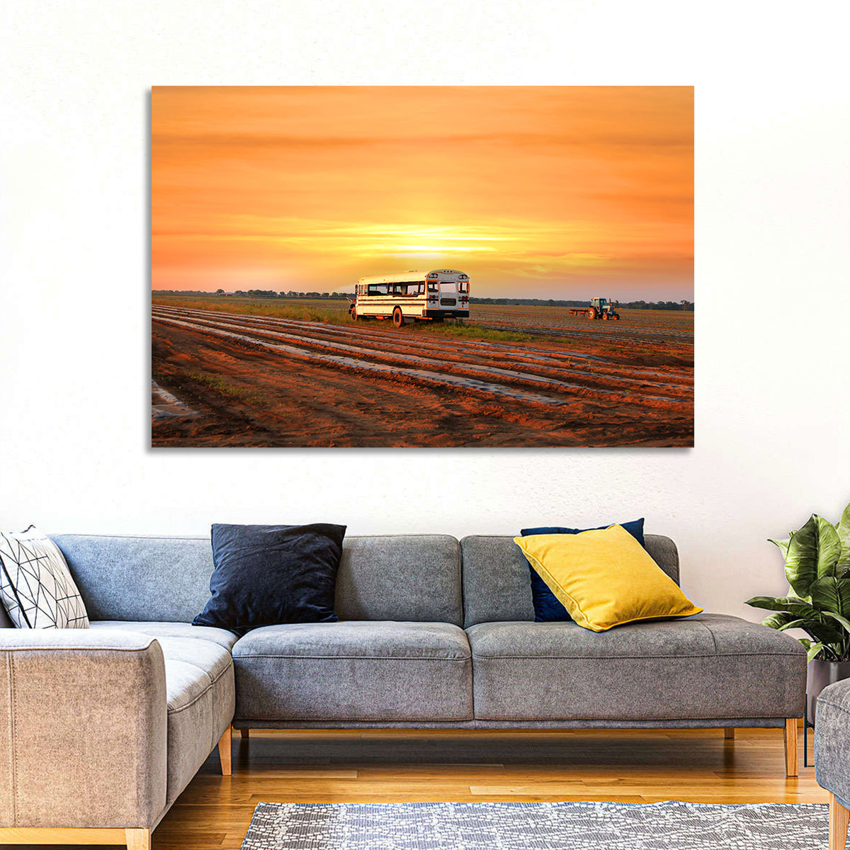 Indiana Farm Field at Golden Hour Wall Art in a room, landscape