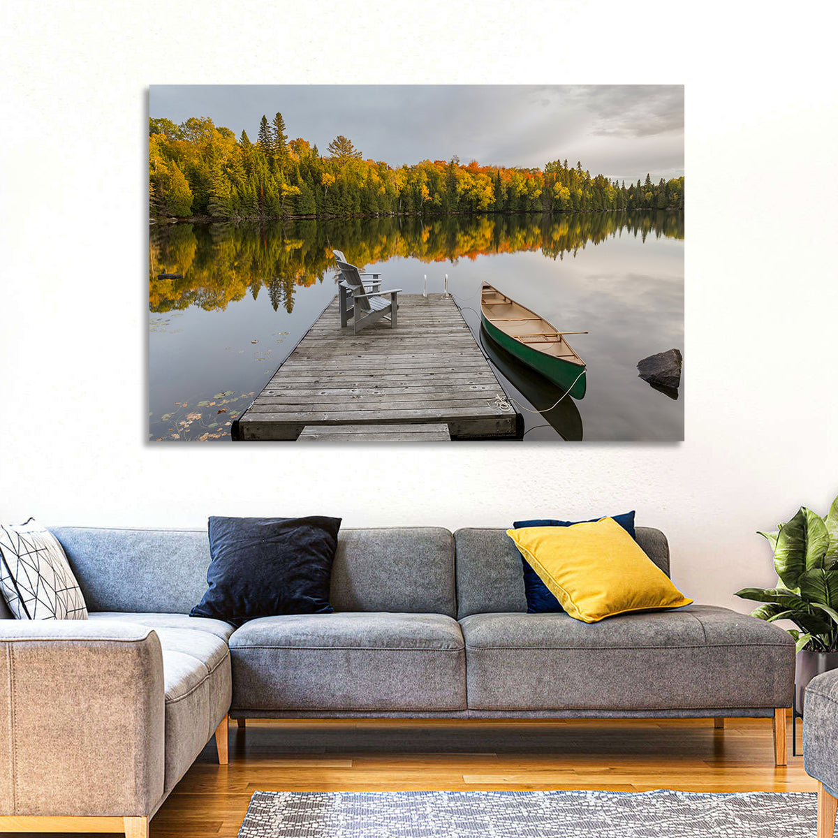 Ontario Autumn Lake Dock Wall Art