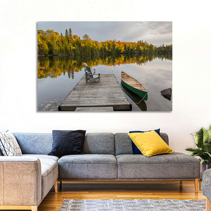 Ontario Autumn Lake Dock Wall Art