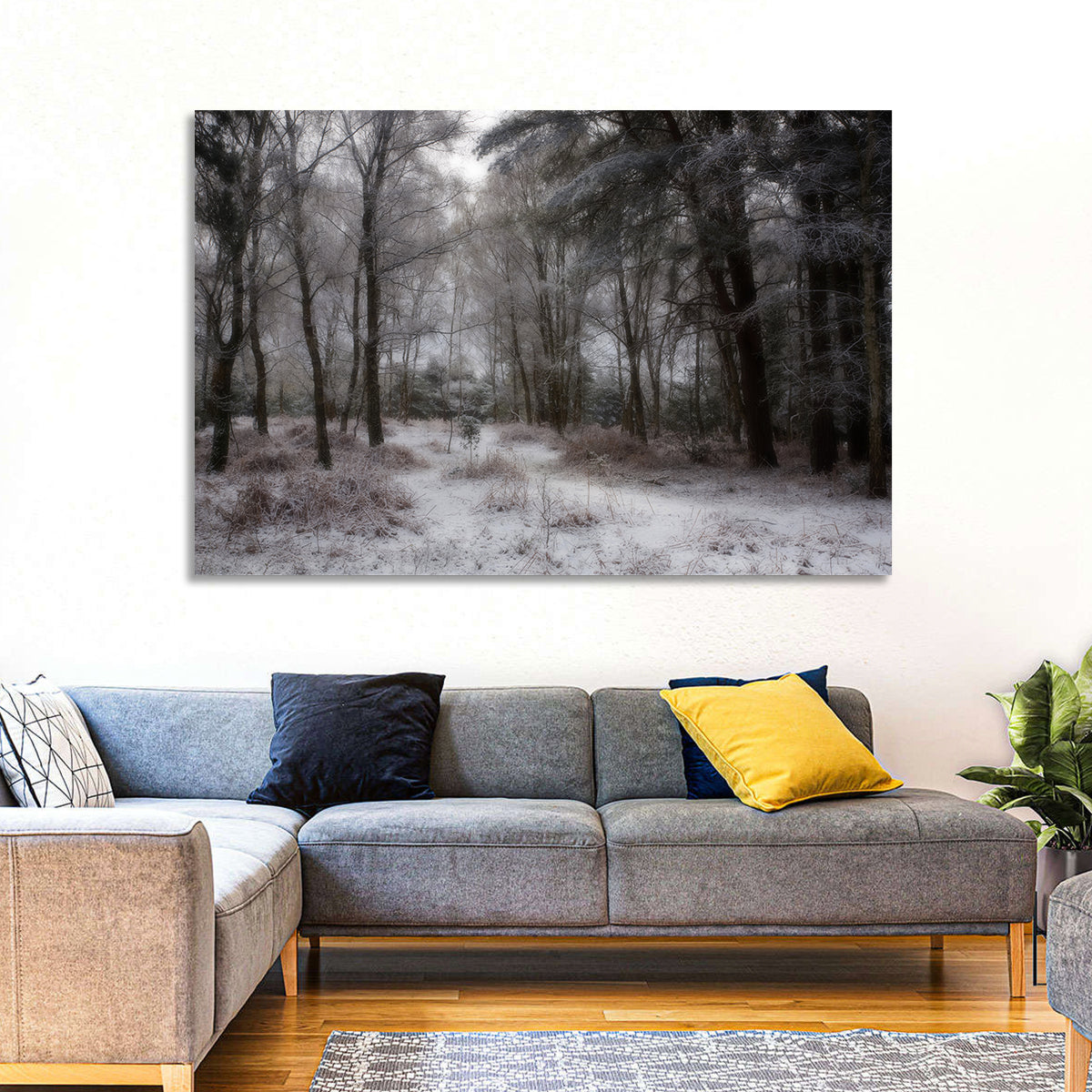 New Forest Winter Path Wall Art in a room, landscape