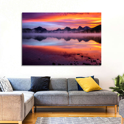 Lake Mcdonald Misty Sunset Wall Art