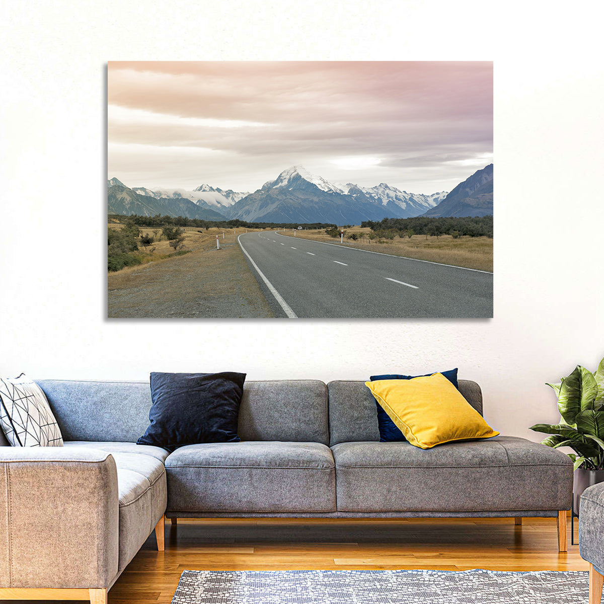 Road to Mount Cook Wall Art in a room, landscape