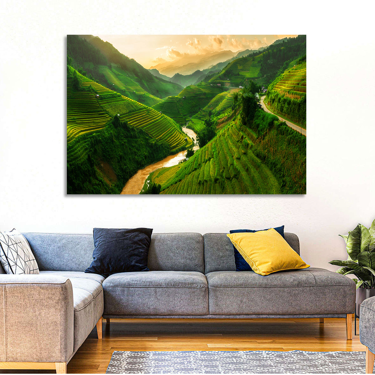 Mu Cang Chai Rice Terraces Wall Art in a room, landscape