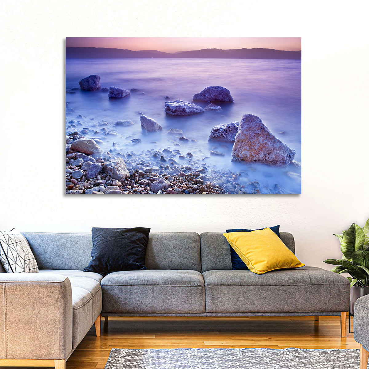 Dead Sea Salt Rocks at Dawn Wall Art in a room, landscape