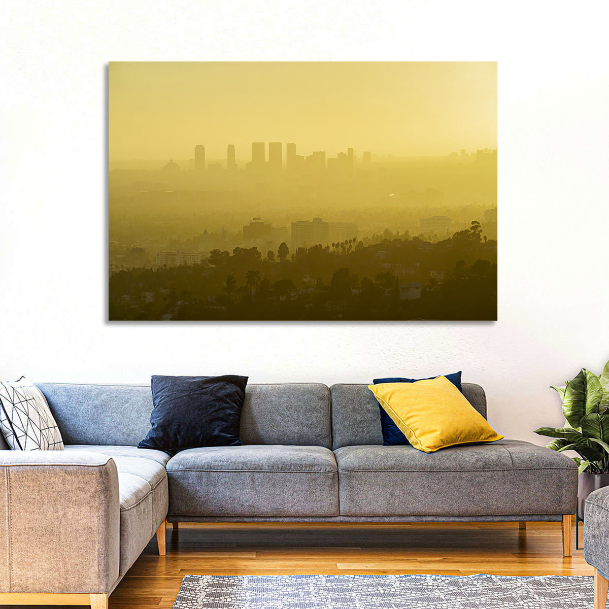 Westwood Los Angeles in Golden Haze Wall Art in a room, landscape