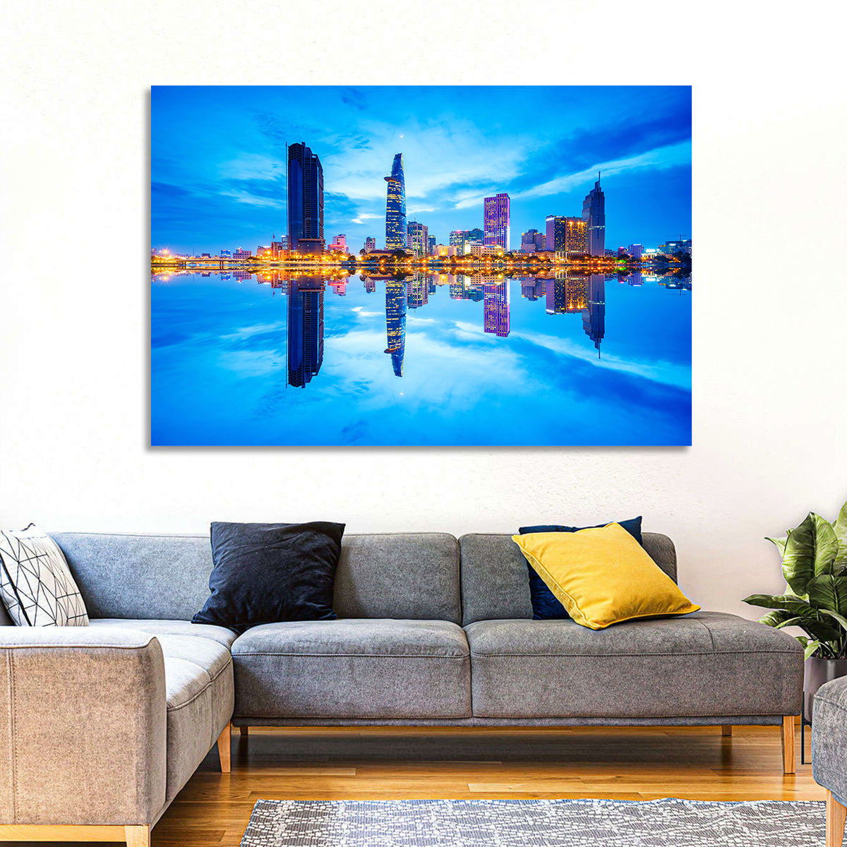 Ho Chi Minh City Skyline at Twilight Wall Art in a room, landscape