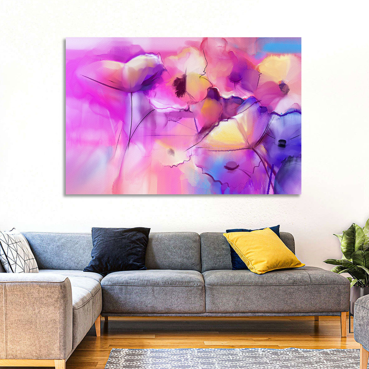 Abstract Tulip Garden Wall Art in a room, landscape