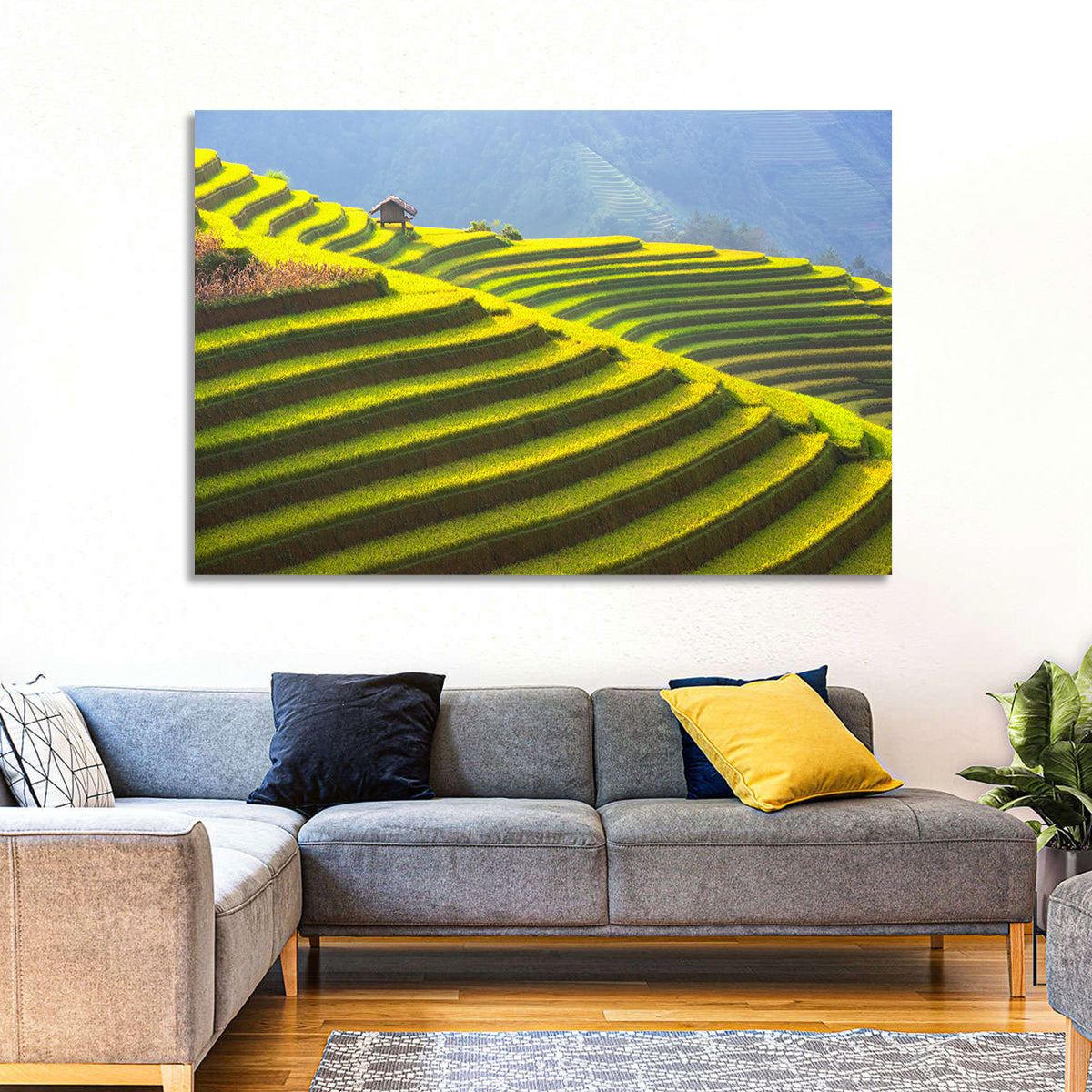 Mu Cang Chai Rice Terraces Wall Art in a room, landscape