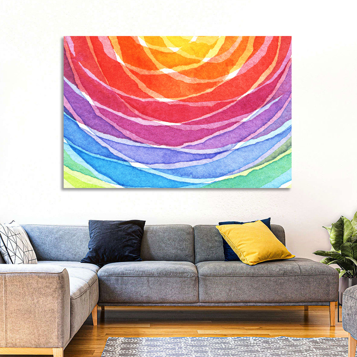 Radiant Rainbow Watercolor Arcs Wall Art