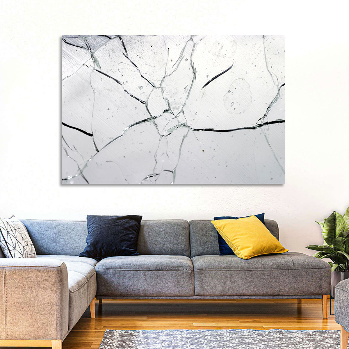 Fractured Glass Macro Study Wall Art in a room, landscape