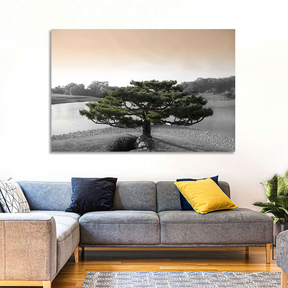 Bonsai Pine in Japanese Garden Wall Art