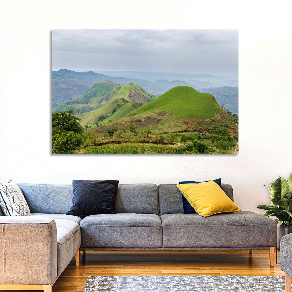 Rolling Summer Hills Wall Art in a room, landscape