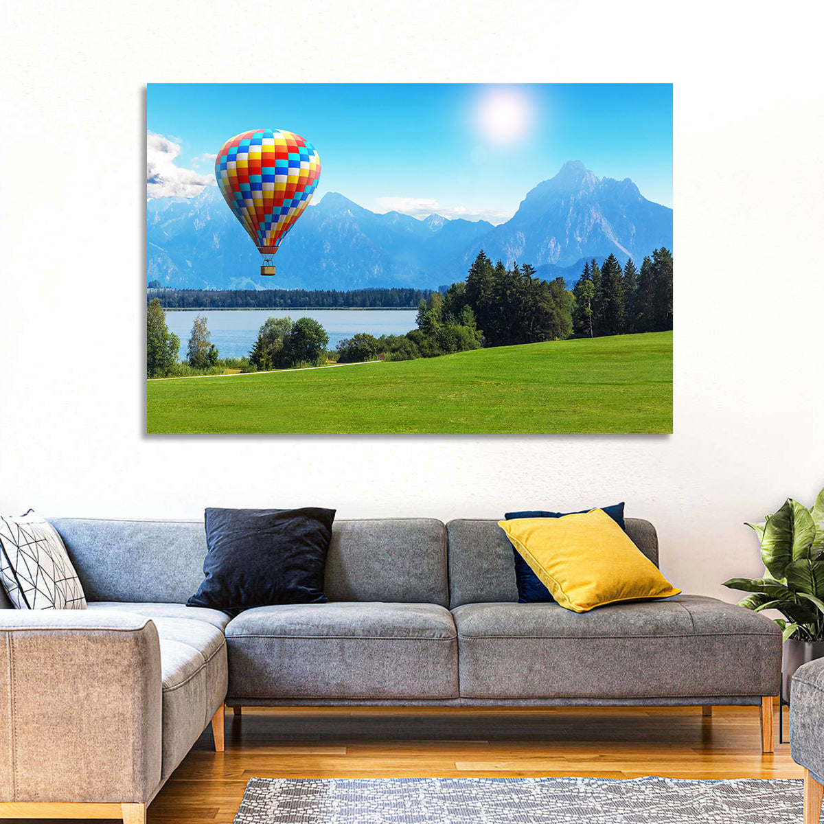 Bavarian Lake with Hot Air Balloon Wall Art