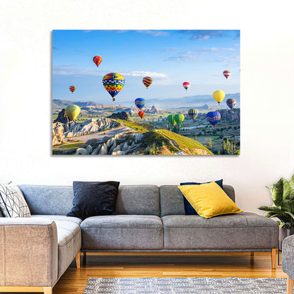 Cappadocia Hot Air Balloons Over Rock Valleys Wall Art