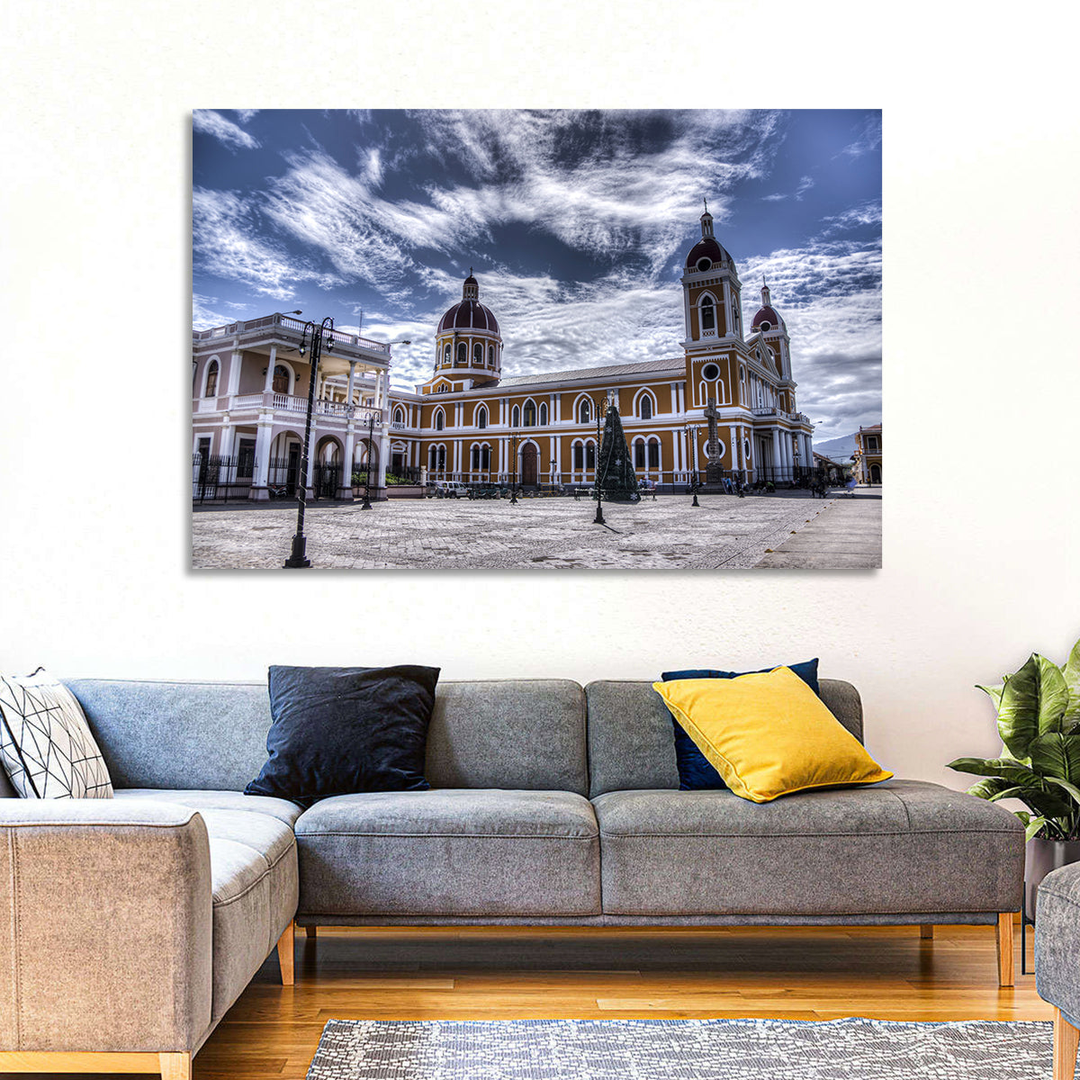 Cathedral of Granada Plaza Wall Art in a room, landscape
