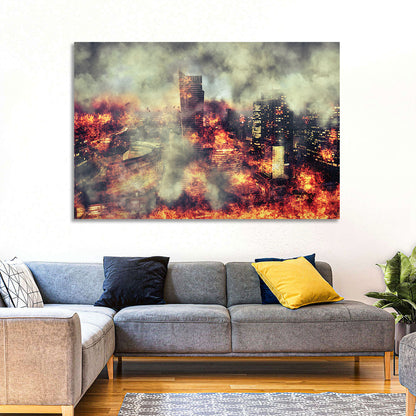 Warsaw Spire Burning City Abstract Wall Art
