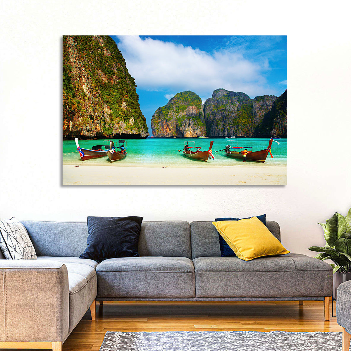 Maya Bay Long-tail Boats Wall Art