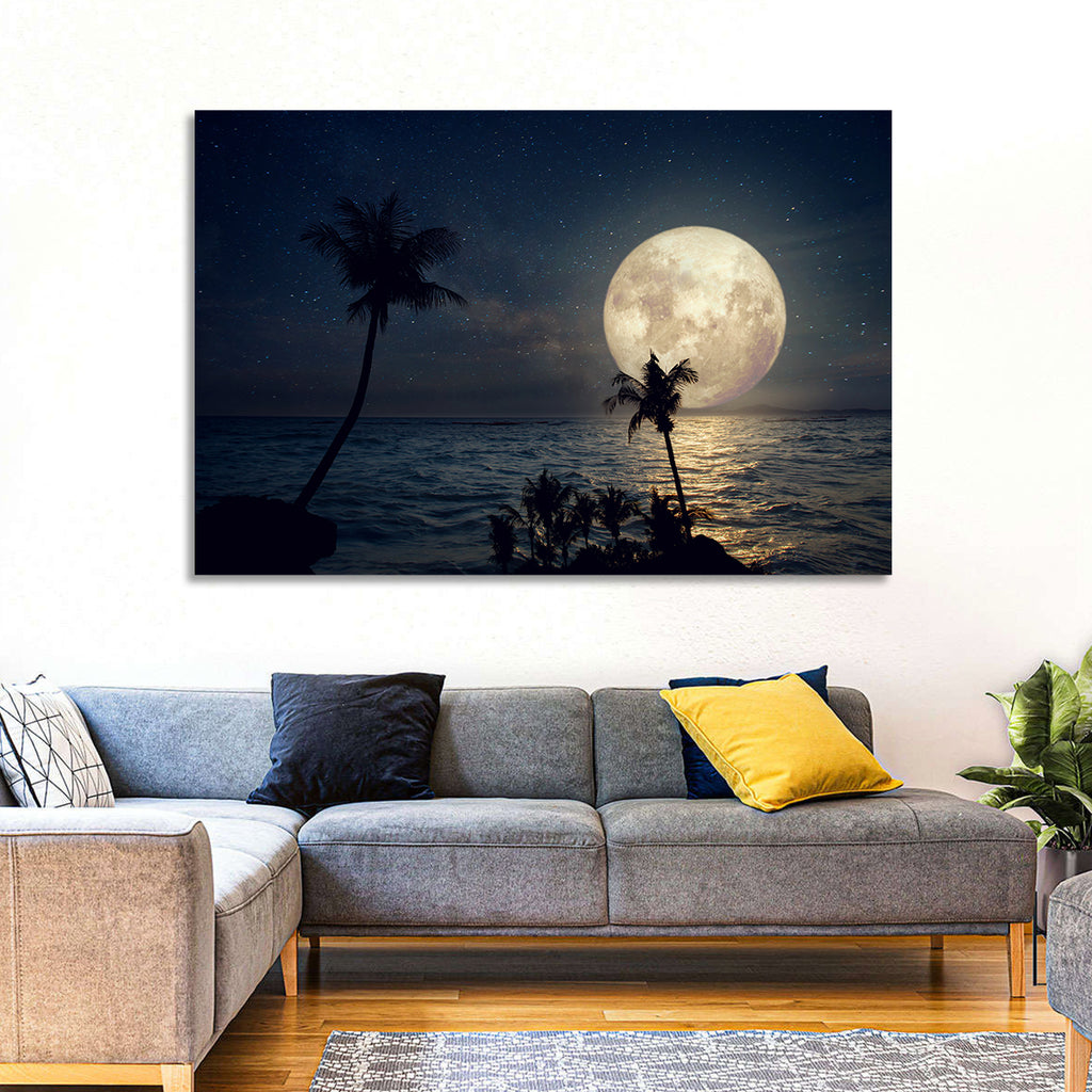 Supermoon Over Tropical Beach Wall Art