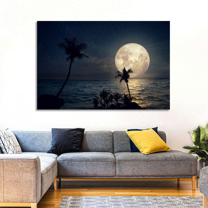 Supermoon Over Tropical Beach Wall Art