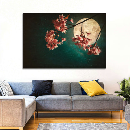 Moonlit Sakura Blossoms Wall Art