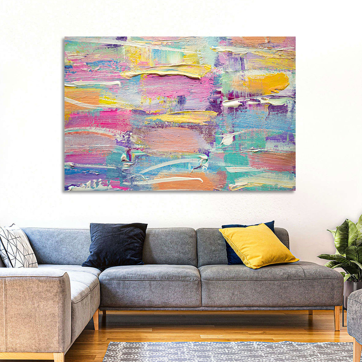Rough Board Brushstrokes Wall Art in a room, landscape