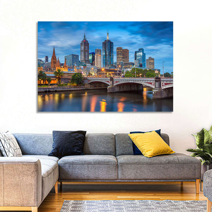 Melbourne Blue Hour Skyline Wall Art
