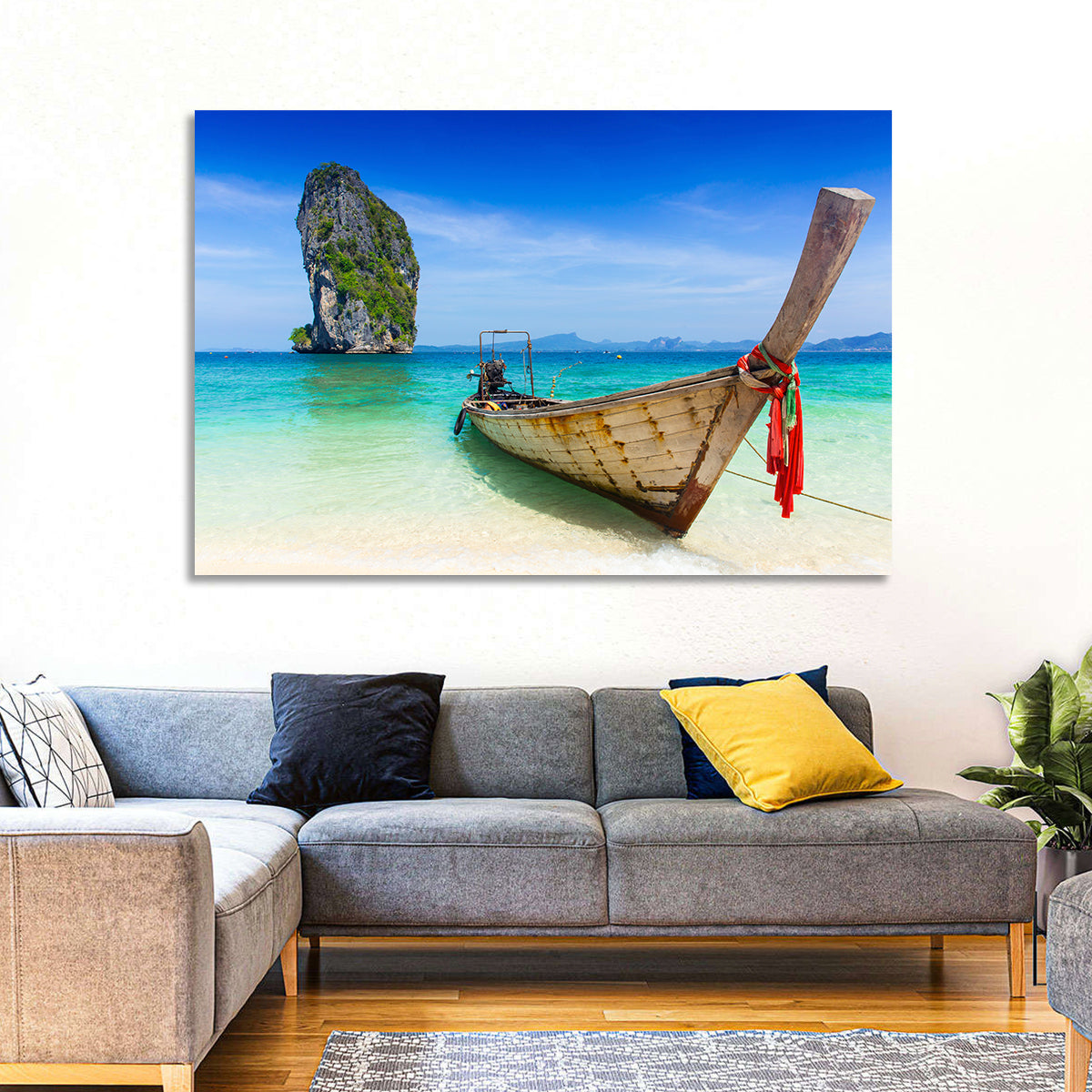 Krabi Longtail Boat Seascape Wall Art