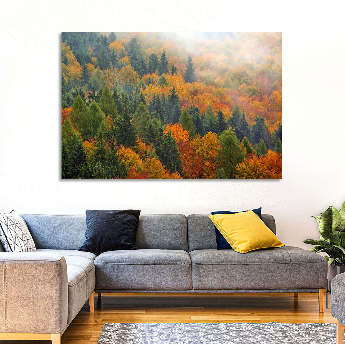 Misty Autumn Forestscape Wall Art