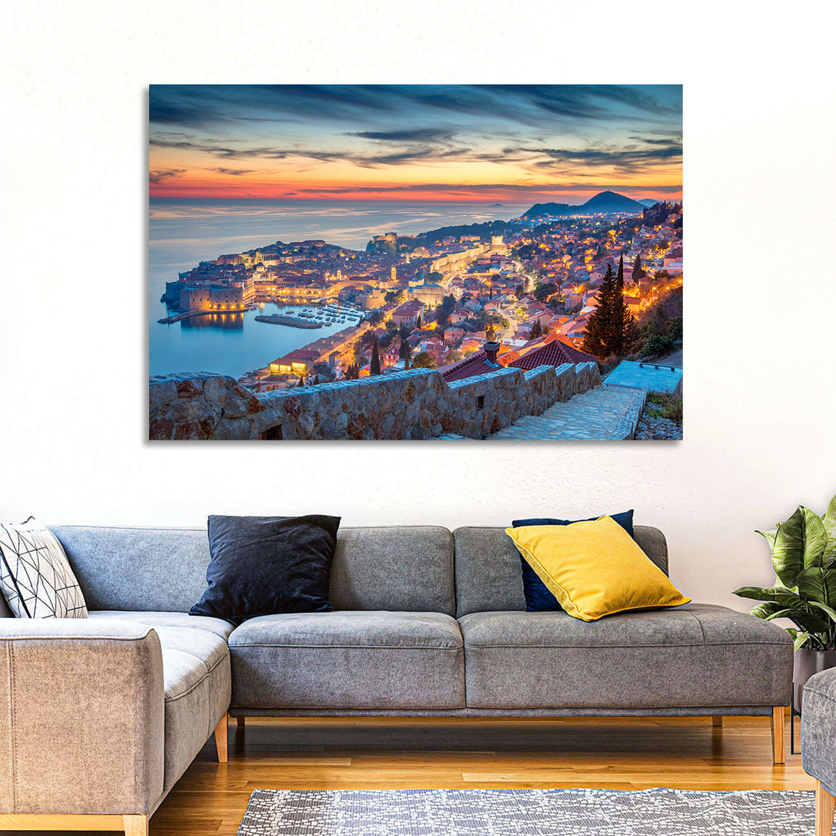 Old Town Dubrovnik at Dusk Wall Art