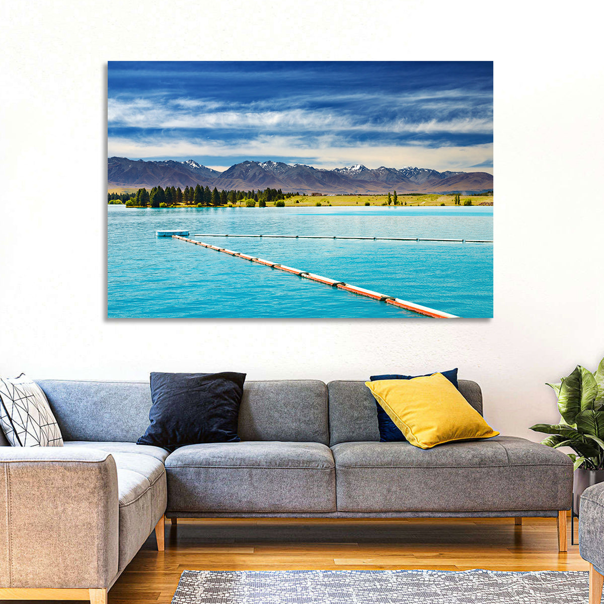 Lake Ruataniwha Landscape Wall Art in a room, landscape