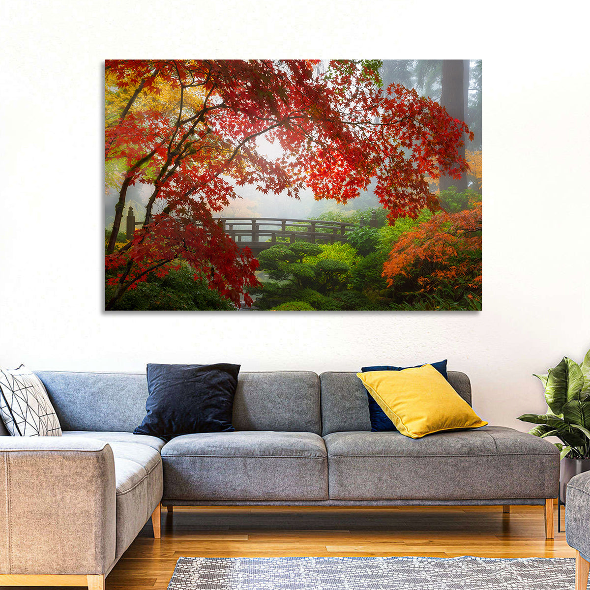 Portland Moon Bridge in Autumn Mist Wall Art